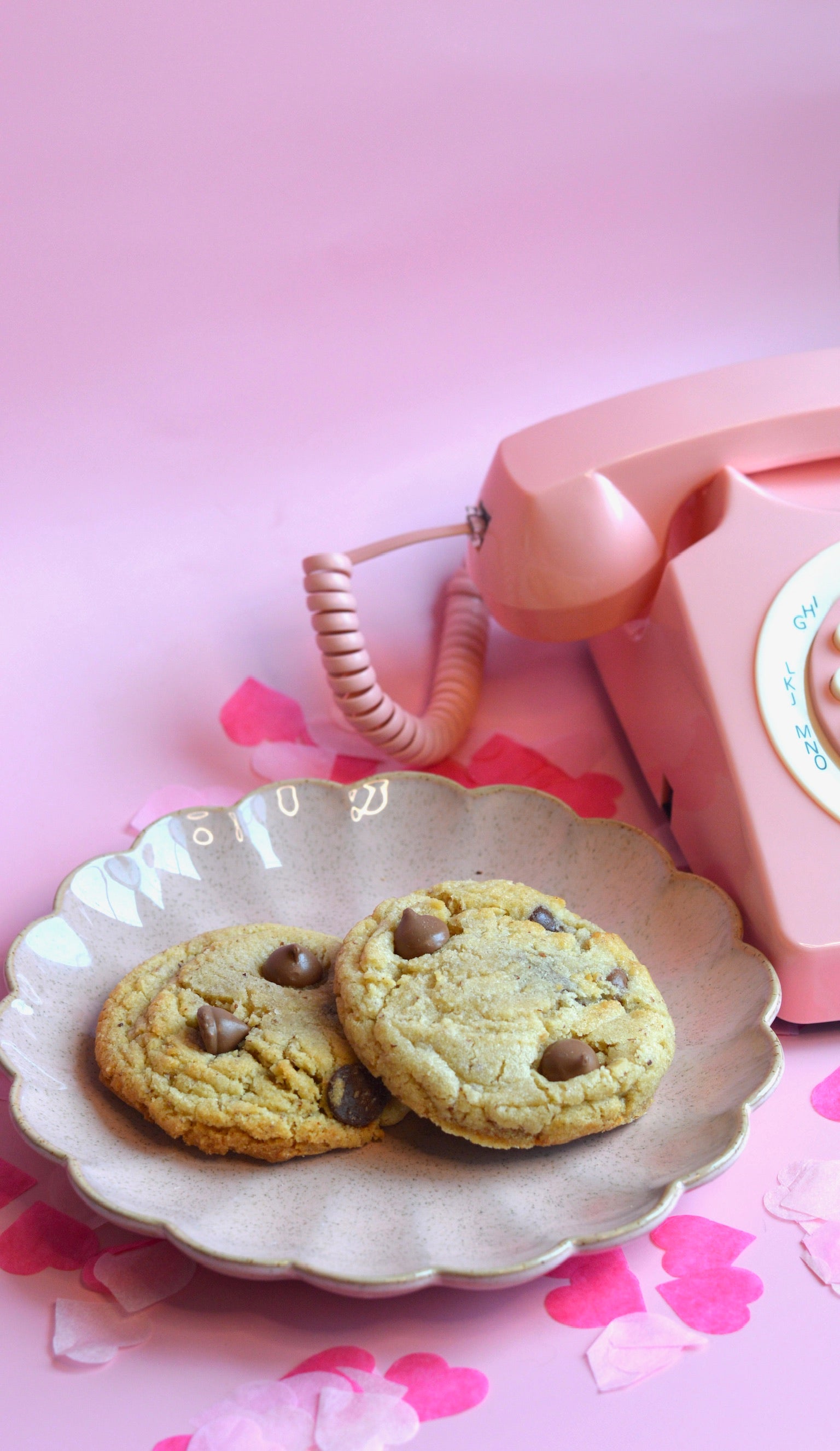 two brown chocolate chip cookies- valentines day 