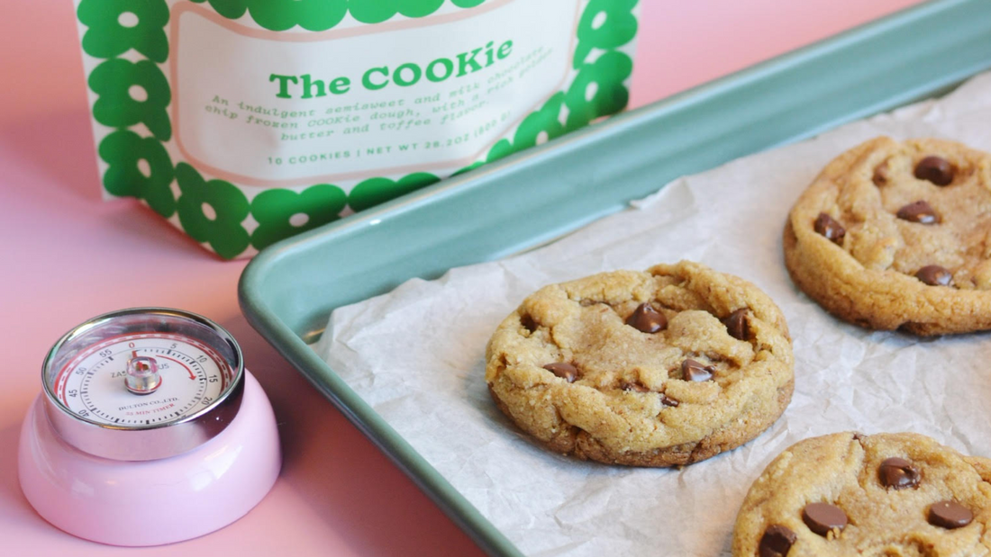 fresh baked cookies with a pink background